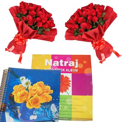 "Natraj  Album-20 sheetss-2+20 Roses Bunches-2 qty Size: 30cm*32 cm - Click here to View more details about this Product